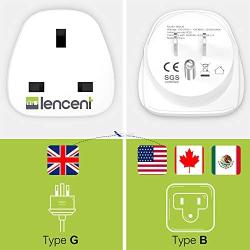 UK to US America Plug Adapter , LENCENT 2 PACK Grounded USA Visitors Travel Converter , Converts all TYPE G Plugs from United Kingdom UK Singapore Malaysia UAE Ireland Malta Hongkong and etc. (Type B)