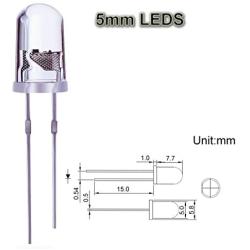Waycreat 100PCS 5mm White LED Diode Lights Clear Emitting LEDs for High Intensity Super Bright Lighting Bulb Lamps Electronics Components Lamp Diodes (White, 100-Pack)