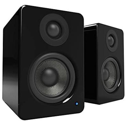 Kanto 2 Channel Powered PC Gaming Desktop Speakers – 3'' Composite Drivers 3/4'' Silk Dome Tweeter – Class D Amplifier - 100 Watts - Built-in USB DAC - Subwoofer Output - YU2GB (Gloss Black)