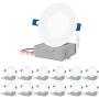 JULLISON LED 12 Packs 4 Inch Recessed Low Profile Slim Panel Light with Junction Box, IC Rated Air Tight, 120VAC, 9W, 550 Lumens, 3000K Warm White, CRI80+, Dimmable, Damp, ETL + Energy Star