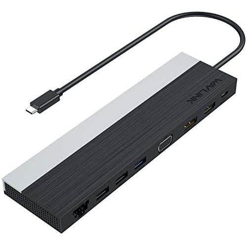 WAVLINK USB C Docking Station, 12 Port Triple Display 100W Charging Type C Adapter Compatiable for MacBook and Windows with DP&HDMI&VGA, 4 USB Ports, SD/TF Card Reader, Gigabit Ethernet, Audio