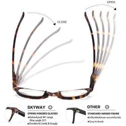 SKYWAY 5 Pack Blue Light Blocking Reading Glasses, Stylish Retro Computer Gaming Eyeglasses Women Men Spring Hinges Reader Lightweight Anti Glare（4.0X）