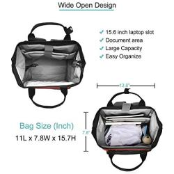 BRINCH Laptop Backpack 15.6 Inch Wide Open Computer Backpack Laptop Bag College Rucksack Water Resistant Business Travel Backpack Casual Daypack with USB Charging Port for Women Men,Black-Red