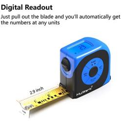 MulWark 16ft Digital Tape Measure, Large LCD Digital Display with Backlight, Feet/Inch/Metric Unit Conversion, Centerline Calculation, Inside/Outside Measurement | Measuring Tape for Construction