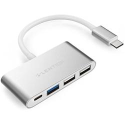 LENTION 4-in-1 USB-C Hub with Type C, USB 3.0, USB 2.0 Compatible 2020-2016 MacBook Pro 13/15/16, New Mac Air/Surface, ChromeBook, More, Multiport Charging & Connecting Adapter (CB-C13, Silver)