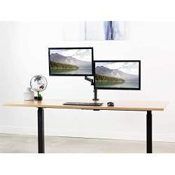 VIVO Dual Monitor Arm Mount for 17 to 32 inch Screens - Pneumatic Height Adjustment, Full Articulating Tilt, Swivel, Heavy Duty VESA Stand with Desk C-clamp and Grommet Option STAND-V002K