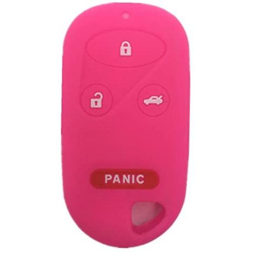 Ezzy Auto Hot Pink Silicone Rubber Key Fob Case Key Cover Key Jacket Skin Protector fit for Honda Accord CR-V Civic Acura TL RL CL