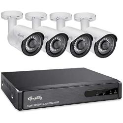 Kingkong Smart 5 in 1 Home Security Camera System Outdoor 4CH DVR Recorder with 4pcs 1080P CCTV Cameras, 3.6mm Lens, IP67 Weatherproof, 98ft Night Vision, Motion Alert (White)