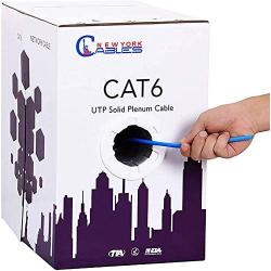 CAT6 Plenum Cable 1000ft (CMP) | Easy to Pull Fluke Tested Plenum Rated Wire | 23AWG Solid 550MHz, 4Pair 10Gigabit UTP Internet Cable, Available in Multi Colors (Blue)