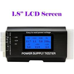 Computer PC Power Supply Tester, ATX/ITX/IDE/HDD/SATA/BYI Connectors Power Supply Tester, 1.8 LCD Screen (Aluminum Alloy Enclosure)