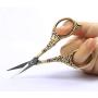 BIHRTC Vintage European Style Scissors Stainless Steel for Cross Stitch Cutting Embroidery Sewing Handcraft Craft Art Work DIY Tool(Bronze)