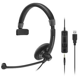Sennheiser SC 45 USB MS (507083) - Single-Sided Business Headset | For Skype for Business, Mobile Phone, Tablet, Softphone, and PC | HD Sound & Noise-Cancelling Microphone (Black)
