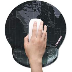 LIZIMANDU Mouse Pad with Wrist Support,Memory Foam Non Slip Gel Wrist Rest Mouse Pad for Gaming,Working,Office & Home (2 Pack,2-World Map)
