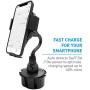 Macally Wireless Charging Car Mount, Cup Holder Phone Mount Charger Compatible with Fast Charging Qi 10W 7.5W 5W for iPhone 11 Max Pro Xs XS Max XR X 8 8 Plus Samsung Galaxy S10+ S10e S9 S8 Note etc.