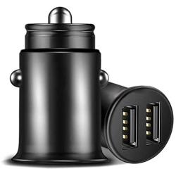 VectorTech Car Charger, Mini 24W 4.8A Metal Dual USB Car Charger, Alloy Flush Fit Car Adapter with Blue LED, Compatible with iPhone XR/Xs/Max/X/8/7/Plus, iPad Pro/Air 2/Mini, Galaxy, LG, HTC, and More