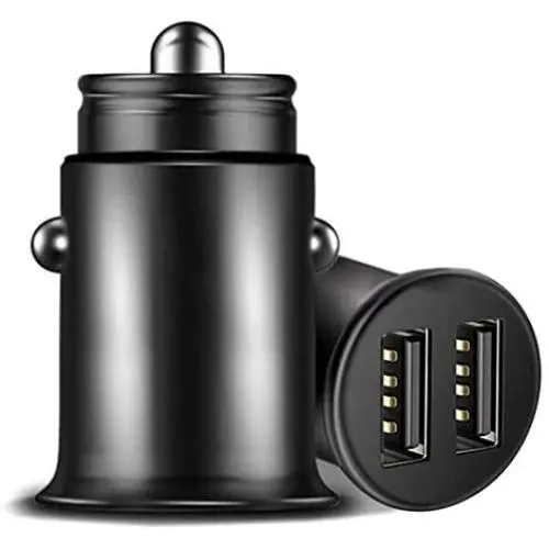 VectorTech Car Charger, Mini 24W 4.8A Metal Dual USB Car Charger, Alloy Flush Fit Car Adapter with Blue LED, Compatible with iPhone XR/Xs/Max/X/8/7/Plus, iPad Pro/Air 2/Mini, Galaxy, LG, HTC, and More