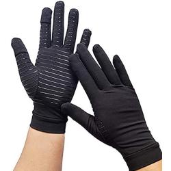 Compression Arthritis Gloves Full Finger Copper Infused Arthritis Gloves for Women Men Touch Screen Compression Gloves for Computer Typing and Support for Hands（1 pair）