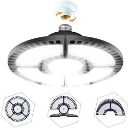 ISKYDRAW 120W LED Garage Lights 12000lm Deformable LED Garage Ceiling Lights Shop Light 6500K Daylight Glow Adjustable High Bay Light for Garage,Warehouse,barn,Support E26/27 Standard Base