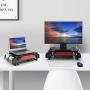 Simple Trending Metal Monitor Riser Stand and Computer Desk Organizer with Drawer, Black