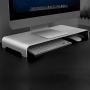 Silver Aluminum Monitor Stand Suitable for Laptop, Computer Monitor, Mouse Keyboard Storage Large