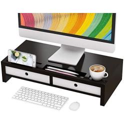 Monitor Stand Riser with Drawer - Desk Shelf Organizer Keyboard Storage Black 22'' x 10.6'' x 4.7''