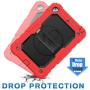SEYMAC stock Case for iPad Mini 5 Case, Shock-Proof [Full-Body] Case with 360 Rotating Stand [Pencil Holder] [Screen Protector] Hand Strap for Mini 5th/4th Generation (Black+Red)