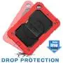 SEYMAC stock Case for iPad Mini 5 Case, Shock-Proof [Full-Body] Case with 360 Rotating Stand [Pencil Holder] [Screen Protector] Hand Strap for Mini 5th/4th Generation (Black+Red)
