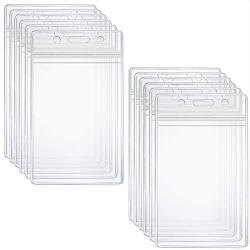 12 Pcs Extra Thick ID Card Badge Holder, Vertical Clear PVC Card Holder with Waterproof Resealable Zip Type