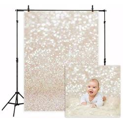 Funnytree 5X7ft Ivory Gold Bokeh Photography Backdrop Golden Spots Shinning Sparkle (Not Glitter) Sand Scale Halo Still Life Golden Background Newborn Baby Portrait Photo Studio Photobooth Props