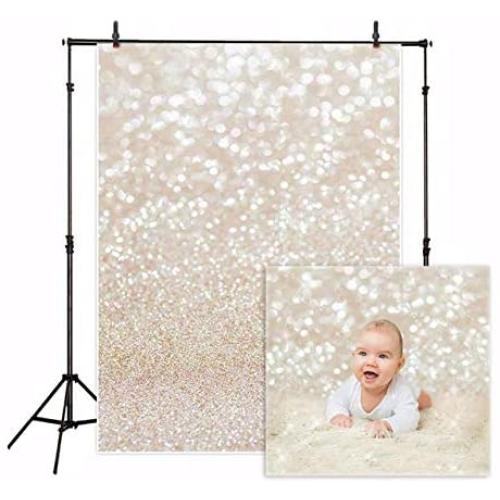 Funnytree 5X7ft Ivory Gold Bokeh Photography Backdrop Golden Spots Shinning Sparkle (Not Glitter) Sand Scale Halo Still Life Golden Background Newborn Baby Portrait Photo Studio Photobooth Props