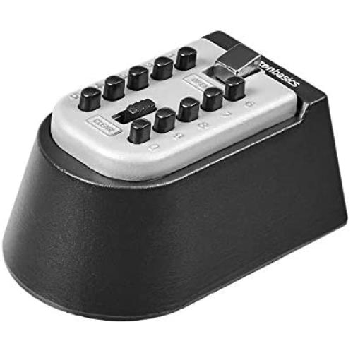 Amazon Basics Wall Mounted Key Storage Box - Push Button Combination Lock - Black