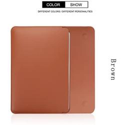 PINHEN Laptop Sleeve Compatible for MacBook Air 13 Inch 2018 2019 - Premium PU Leather Protective Case for MacBook Air 13 A1932 /MacBook Pro 13 A1989 A2159 (Brown)