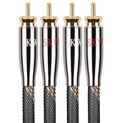 SKW Audiophiles RCA Cable, 2RCA Male to 2RCA Male HiFi System Subwoofer Converter Adapter with Diameter 7mm(16.4ft/5M,Black,Nylon)