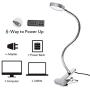 Eyocean LED Reading Light, Dimmable Clamp Light for Bed Headboard, Bedroom, Office, 3 Modes & 9 Dimming Levels, Flexible Clip Desk Lamp, Adapter Included, 5W, Silver