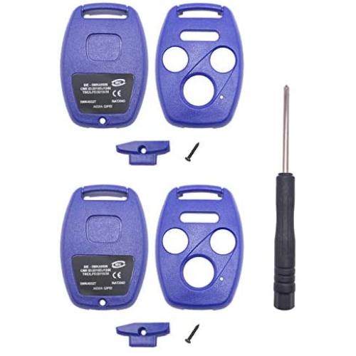 Horande Replacement Keyless Entry Key Fob Cover Shell fit for Honda 2003-13 Accord 2005-2006 CR-V Ridgeline Civic Fit Odyssey Key Fob Case Shell 3+1 Buttons (Blue+Blue)