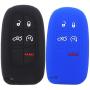 Ezzy Auto Black and Blue Silicone Rubber Key Fob Case Key Cover Key Jacket Skin Protector fit for Challenger Charger Durango Grand Cherokee Ram 1500