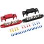Mofeez Bus Bar -3x1/4”Post,10x#8 Screw Terminal Power Distribution Block with Ring Terminals(Pair - Red & Black)