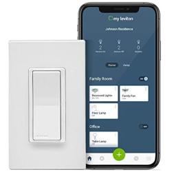 Leviton DW15S-1BZ Decora Smart Wi-Fi 15A Universal LED/Incandescent Switch, Works with Amazon Alexa, No Hub Required, 1-Pack, White