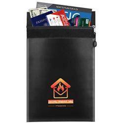 MoKo Fireproof Money & Document Bag, Fire & Water Resistant Envelope Holder, Protect Your Valuables, Documents, Cash, Jewelry, Zipper Closure for Maximum Protection - Black