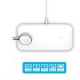 Dual 10-Watt Aluminum Wireless Charging Pad and Watch Charger Station, Qi and MFi Certified, Supports Apple and Samsung Fast Charge, Adapter Included, White