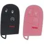 LemSa 2Pcs Rubber Silicone Smart Key Fob Case Cover Protector Holder for Dodge Durango Journey Dart Challenger Jeep Renegade Fiat M3N-40821302 / M3M-40821302, Black Pink