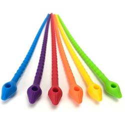 Reusable Silicone Cable Twist Ties Organizer Perfect for Cord Management, Electronics Wire Strips, Kitchen, Garden Rubber Wraps and Gear Zip Tie Straps (7 inches, Non-Velcro) 15 Pack-6 Bright Colors