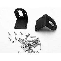 2pcs Black 37mm DC Gear Motors Mounting Bracket, Iron Anti-rust Gearbox L-shape Fixed Seat, Gear Reduction Motor Holder w Stainless steel screw nut