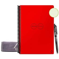 Rocketbook Smart Reusable Notebook - Lined Eco-Friendly Notebook with 1 Pilot Frixion Pen & 1 Microfiber Cloth Included - Atomic Red Cover, Executive Size (6'' x 8'')