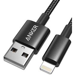 Anker 6ft Premium Double-Braided Nylon Lightning Cable, Apple MFi Certified for iPhone Chargers, iPhone X/8/8 Plus/7/7 Plus/6/6 Plus/5s, iPad Pro Air 2, and More(Black)
