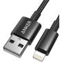Anker 6ft Premium Double-Braided Nylon Lightning Cable, Apple MFi Certified for iPhone Chargers, iPhone X/8/8 Plus/7/7 Plus/6/6 Plus/5s, iPad Pro Air 2, and More(Black)