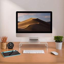 Sorbus Acrylic Monitor Riser, Laptop, Computer Desktop Stand, Clear Desk Display Tray Shelf with Carry Handles, Jewelry, Laptop Monitor, Showcase Fixtures, Food Service Display Risers (Large)