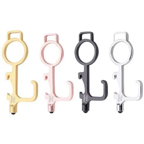 No Touch Door Opener (4 PC) | Clean Keys Button Pusher Stylus | Touchless Hands Free Sanitary Germ Utility Tool for Germaphobe | EDC Keychain | No Contact Handle | Multiple Opener