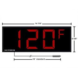 Large Display Thermometer with 4'' Digits for Extra Large Display, Thermometer Displays in °C or °F. Large LED Temperature Display (3 Digit Model)