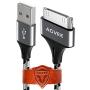 AGVEE Unbreakable Nylon Braided [3 Pack 3ft 6ft 10ft] 30 Pin Heavy Duty Fast Charger Cable, Slim Metal Shell End Case Friendly Charging Data Sync Cord for Phone 4/4S, Pad 1/2/3, Gray